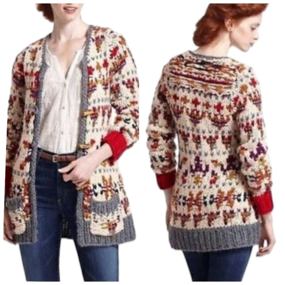Anthropologie Sleeping On Snow Wool Blend Cardigan GUC Size S/P    F227
